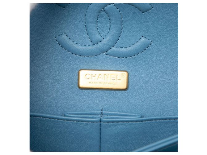 Borsa a Spalla Chanel Matelassé Coco Mark Blu D'oro - vista 5