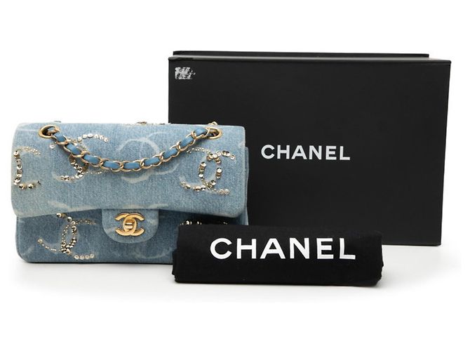Borsa a Spalla Chanel Matelassé Coco Mark Blu D'oro - vista 7