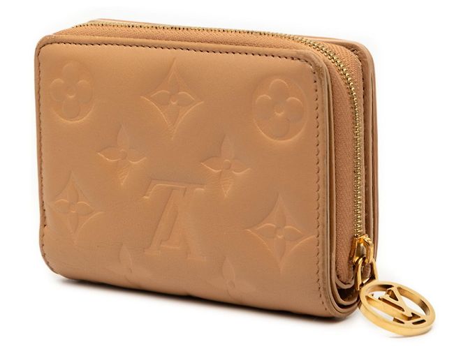 Louis Vuitton Monogram Prägung Portefeuille Lou Bifold Geldbörse Braun Kamel - Ansicht 2