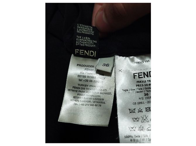Camicia in seta blu e nera Fendi Nero - vista 10