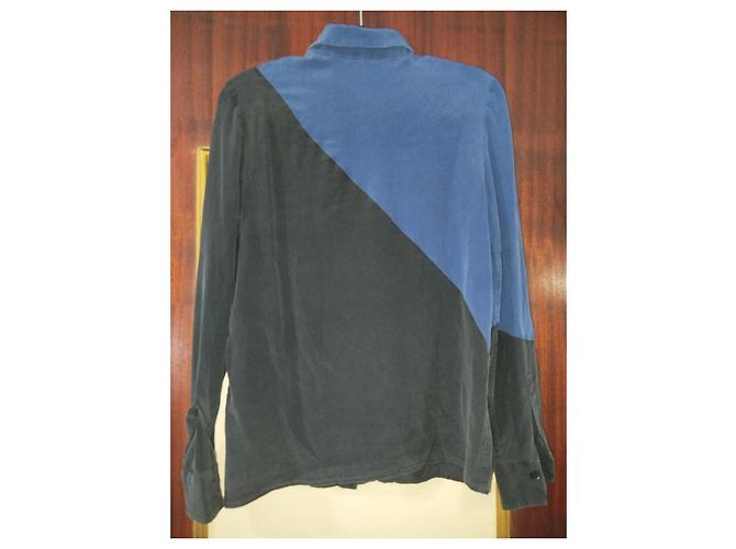 Camicia in seta blu e nera Fendi Nero - vista 3