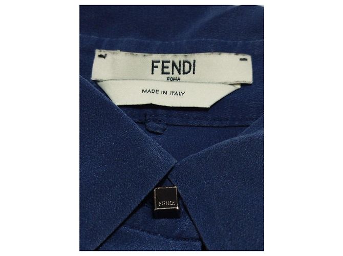 Camicia in seta blu e nera Fendi Nero - vista 6