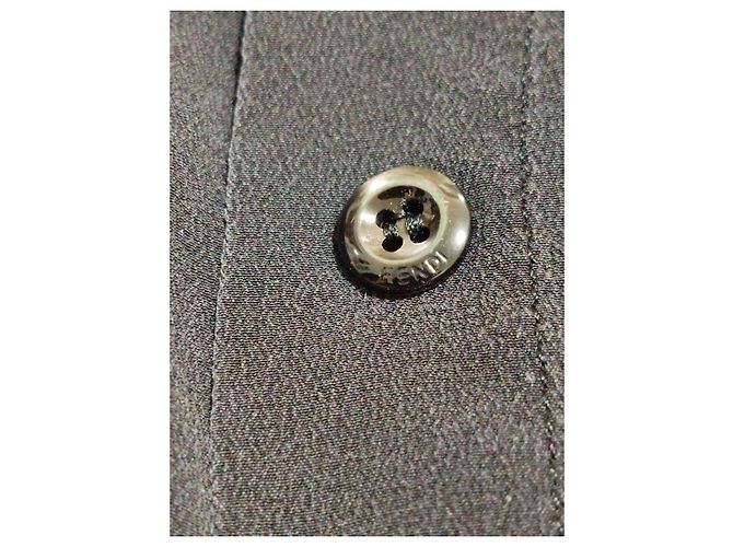 Camicia in seta blu e nera Fendi Nero - vista 7