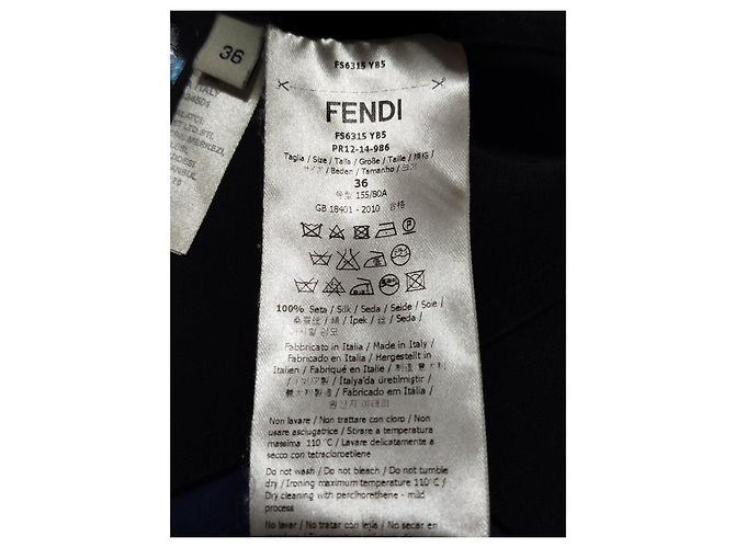 Camicia in seta blu e nera Fendi Nero - vista 8