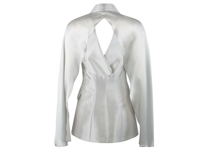 Max Mara Graue Seidenblazerjacke Silber - Ansicht 2