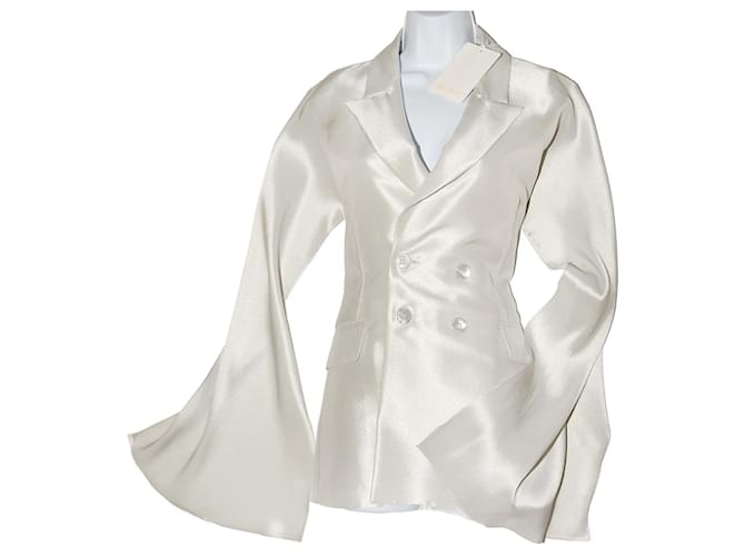 Max Mara Graue Seidenblazerjacke Silber - Ansicht 4
