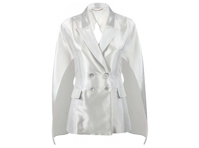 Max Mara Graue Seidenblazerjacke Silber - Ansicht 7