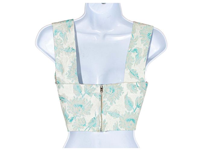 Blusa Top Prada de Seda  Azul claro Plata Beige - vista 2