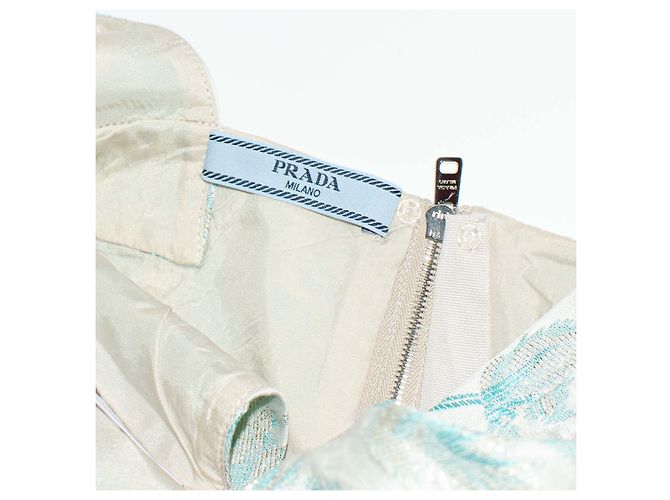 Blusa Top Prada de Seda  Azul claro Plata Beige - vista 3