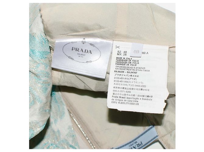 Blusa Top Prada de Seda  Azul claro Plata Beige - vista 4