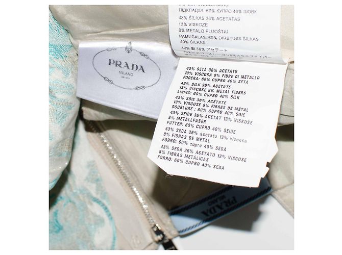Blusa Top Prada de Seda  Azul claro Plata Beige - vista 5