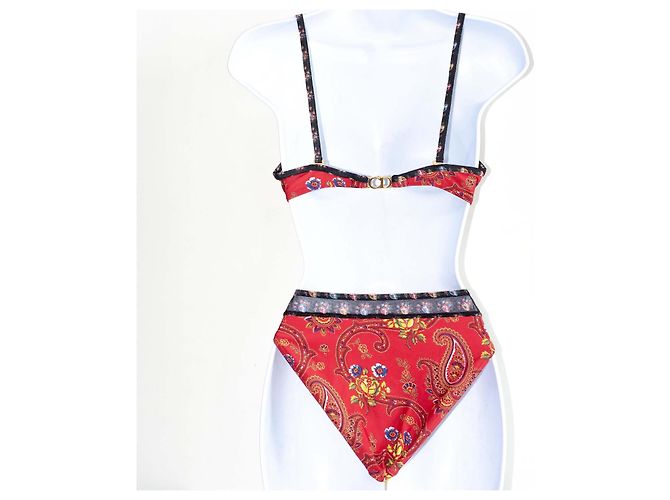 Costume da bagno due pezzi vintage Christian Dior Rosso Multicolore - vista 2