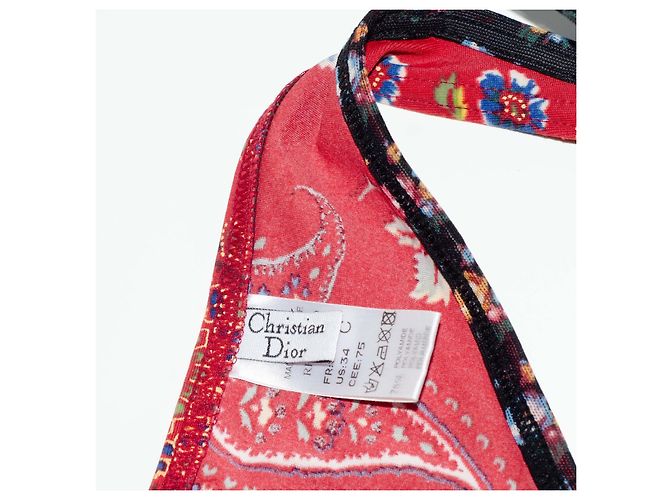 Costume da bagno due pezzi vintage Christian Dior Rosso Multicolore - vista 7