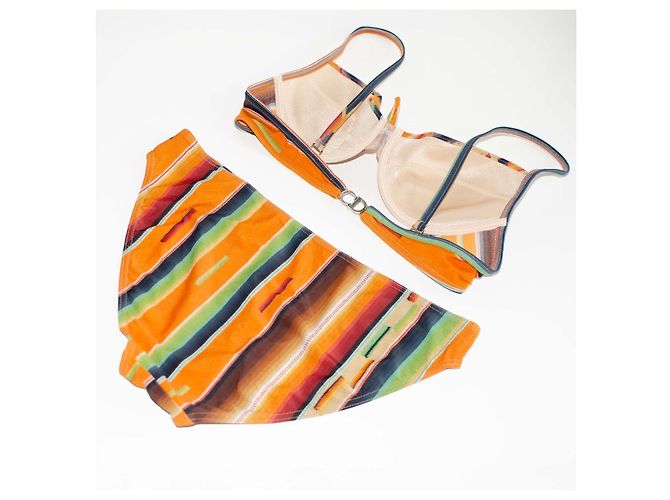 Costume da bagno 2 pezzi Christian Dior Vintage Multicolore Arancione - vista 9