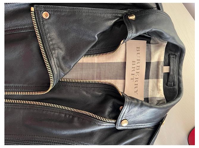 Burberry Brit schwarze Leder gesteppte Bikerjacke - Ansicht 2