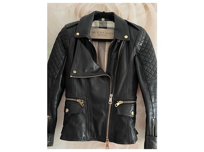 Burberry Brit schwarze Leder gesteppte Bikerjacke - Ansicht 3