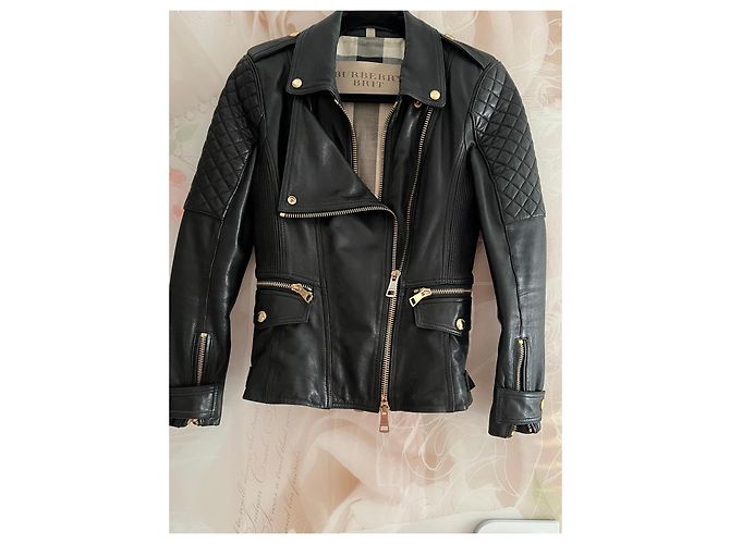 Burberry Brit schwarze Leder gesteppte Bikerjacke - Ansicht 4