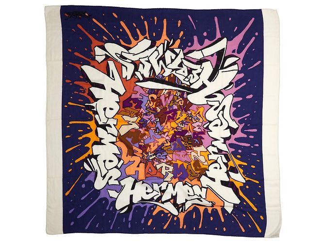 Hermès 2011 Carré 140 Graffiti Kongo Ecru Cashmere Seta Sciarpa Sciarpetta Carre Hermes Multicolore - vista 2