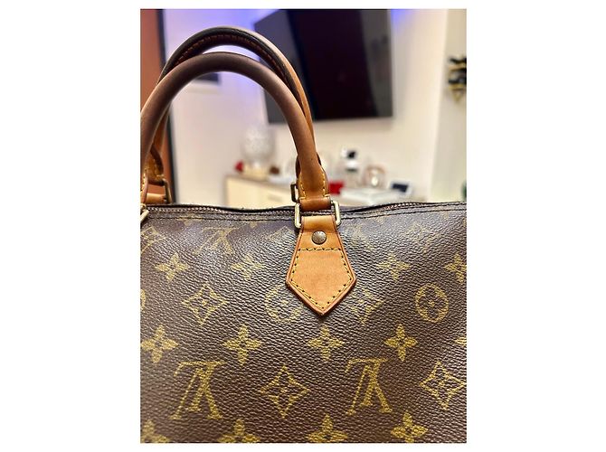 Borsa Louis Vuitton Speedy 35 Monogram Marrone - vista 3
