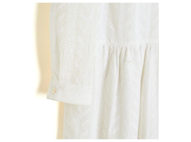Saint Laurent 2014 Vestido de Encaje FR42 Slimane Blanco Algodón Encaje UK14 US12 - vista 2