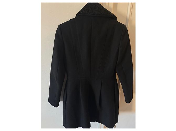 Abrigo negro Maje con cuello de piel sintética - vista 4