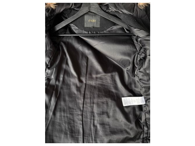 Abrigo negro Maje con capucha de piel - vista 6
