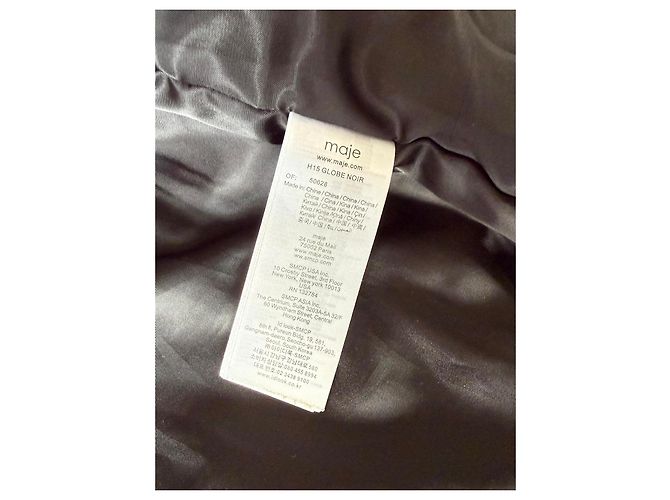 Abrigo negro Maje con capucha de piel - vista 8
