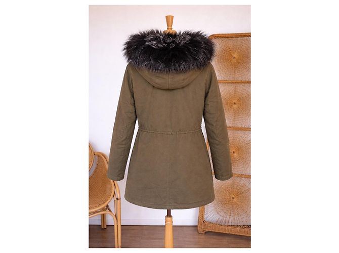 Parka caqui con capucha de piel The Kooples - vista 2
