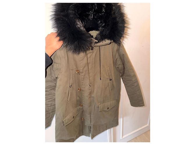 Parka caqui con capucha de piel The Kooples - vista 3