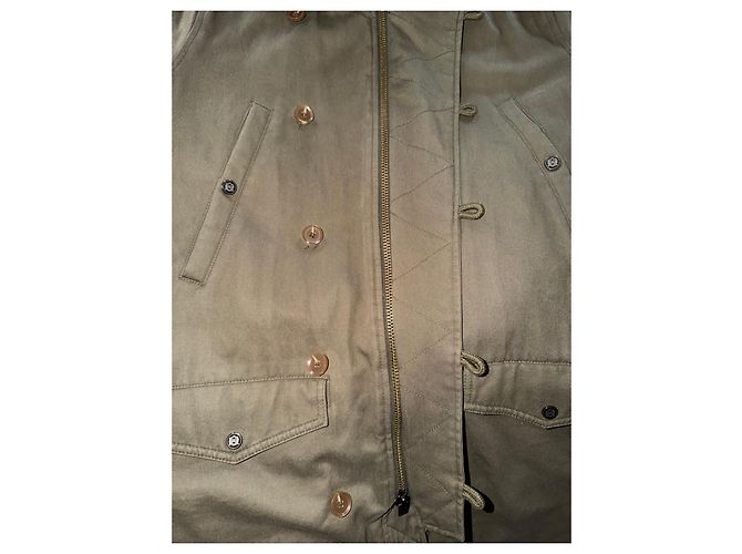 Parka caqui con capucha de piel The Kooples - vista 5
