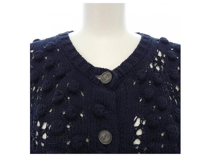 Timeless Chanel Strickjacke Marineblau Baumwolle - Ansicht 5