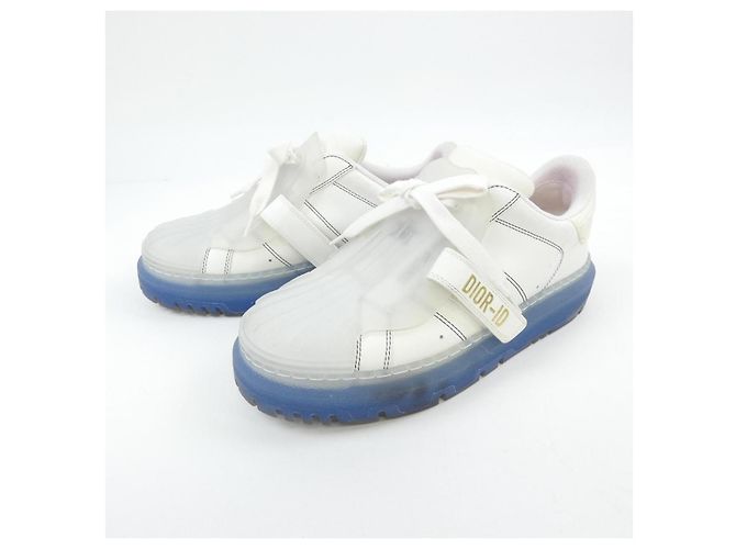 Kalbsleder-Sneaker DIOR-ID Christian Dior Weiß Blau - Ansicht 3