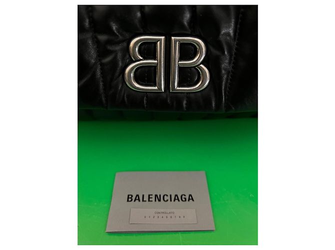 Borsa a spalla Balenciaga Monaco media con tracolla a catena Nero - vista 11