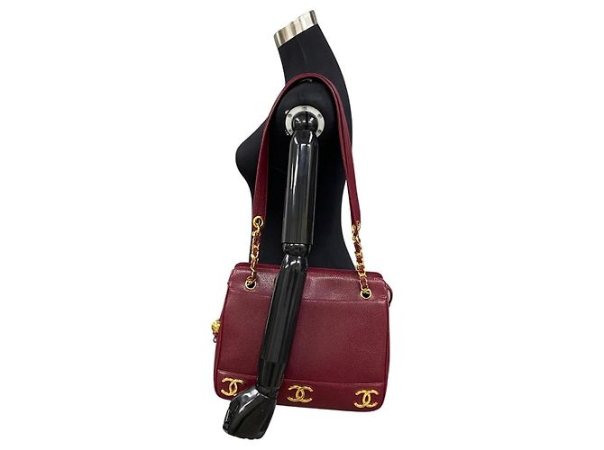 Timeless Borsa tote in pelle caviar Triple Coco di Chanel Marrone Bordò - vista 2