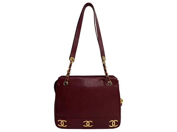 Timeless Borsa tote in pelle caviar Triple Coco di Chanel Marrone Bordò - vista 4
