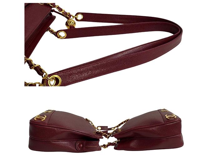 Timeless Borsa tote in pelle caviar Triple Coco di Chanel Marrone Bordò - vista 5