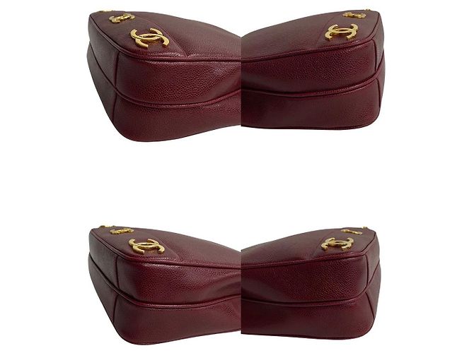Timeless Borsa tote in pelle caviar Triple Coco di Chanel Marrone Bordò - vista 7