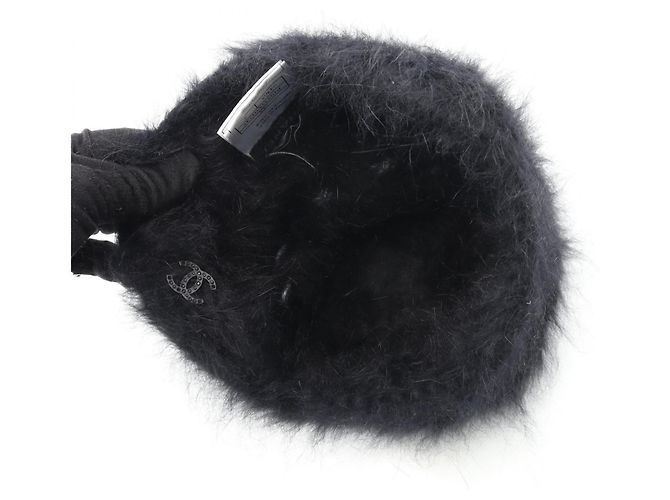 Timeless Gorro de angora tejido Chanel Coco Mark Negro - vista 3
