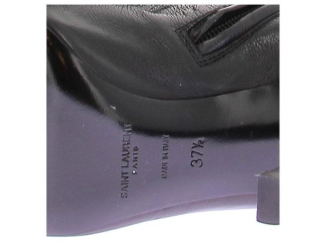 Saint Laurent Botas altas de couro preto com detalhes em ouro - vista 8