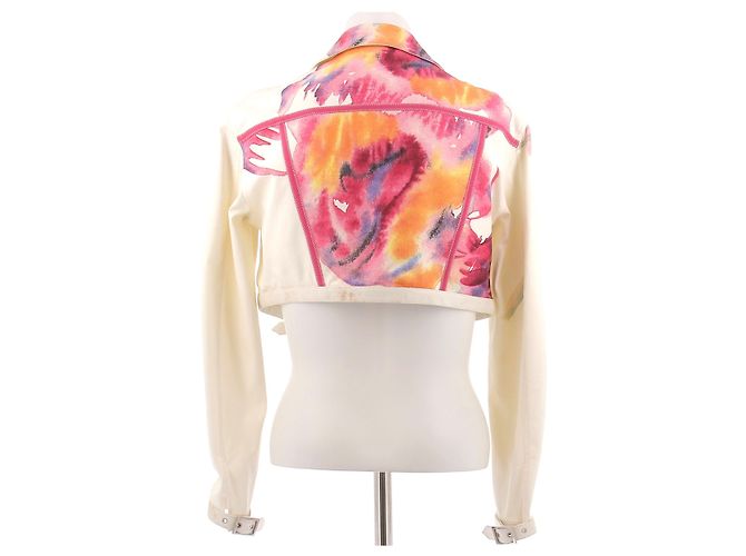 Dior Jeansjacke mit bunten Mustern Weiß - Ansicht 2