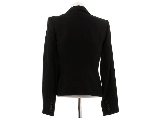 Dolce & Gabbana Schwarzer Blazer mit Leopardenfutter aus Leinen - Ansicht 2