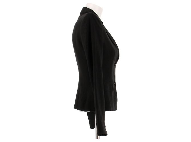 Dolce & Gabbana Schwarzer Blazer mit Leopardenfutter aus Leinen - Ansicht 3