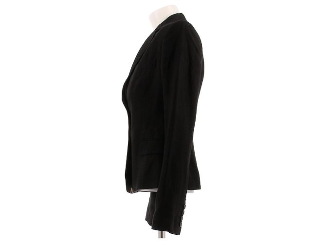 Dolce & Gabbana Schwarzer Blazer mit Leopardenfutter aus Leinen - Ansicht 4