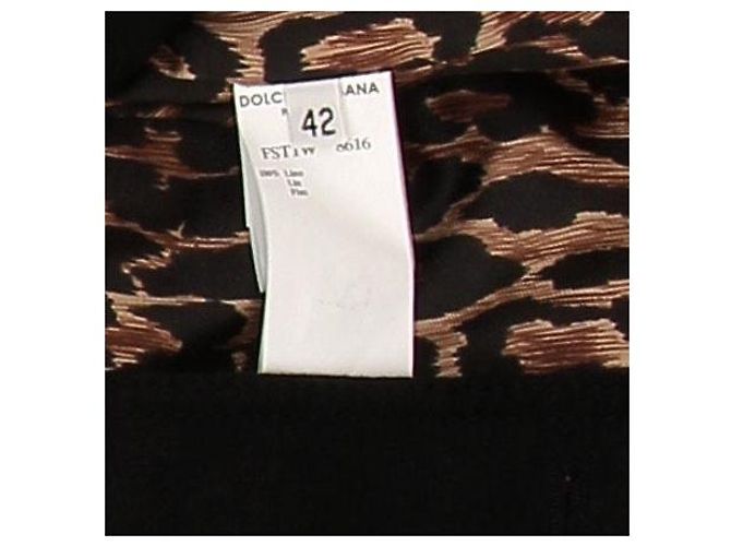 Dolce & Gabbana Schwarzer Blazer mit Leopardenfutter aus Leinen - Ansicht 6