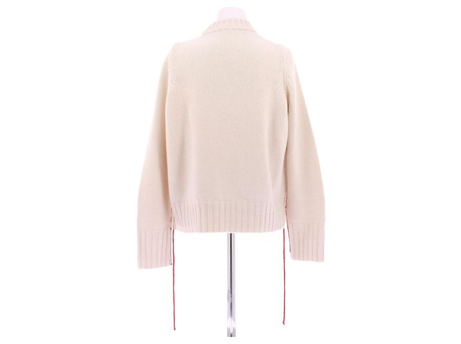 The row Cremefarbener Pullover mit rotem Detail aus Kaschmir Beige - Ansicht 2
