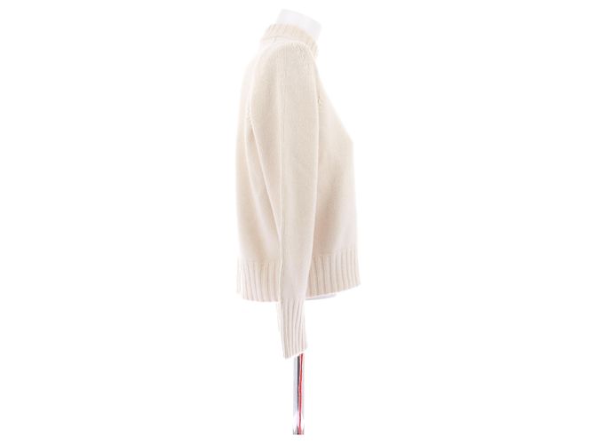 The row Cremefarbener Pullover mit rotem Detail aus Kaschmir Beige - Ansicht 3