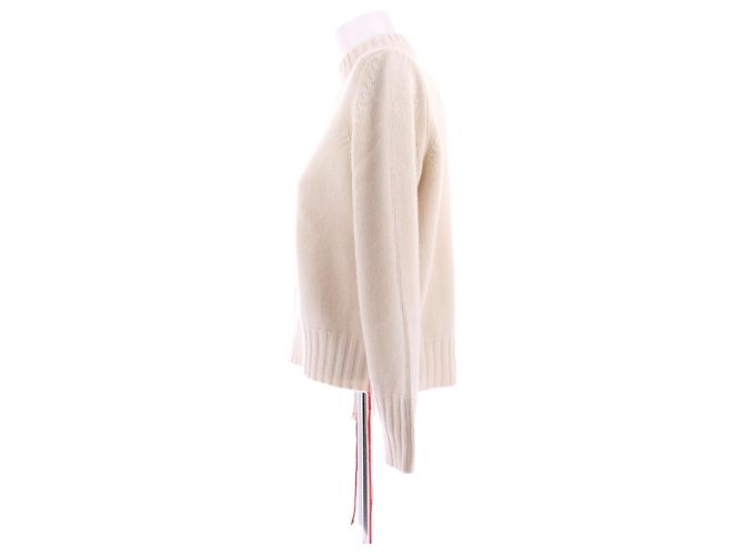 The row Cremefarbener Pullover mit rotem Detail aus Kaschmir Beige - Ansicht 4