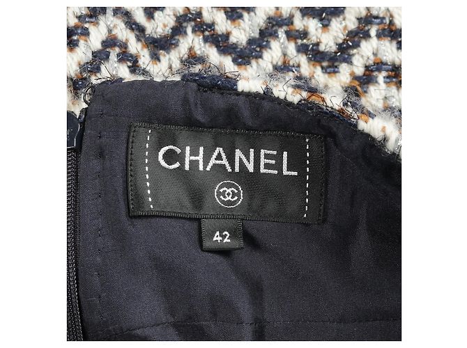 Timeless Saia de lã e nylon Chanel Marrom Branco Azul Azul marinho - vista 3