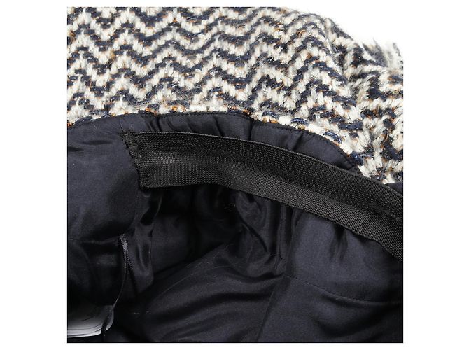 Timeless Saia de lã e nylon Chanel Marrom Branco Azul Azul marinho - vista 7