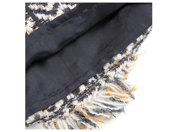 Timeless Saia de lã e nylon Chanel Marrom Branco Azul Azul marinho - vista 8